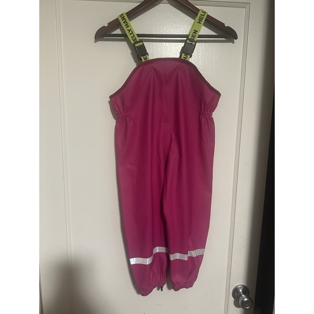 HELLY HANSEN Pink Bib Pants Yellow Straps Top Youth Size 104/4 Girls